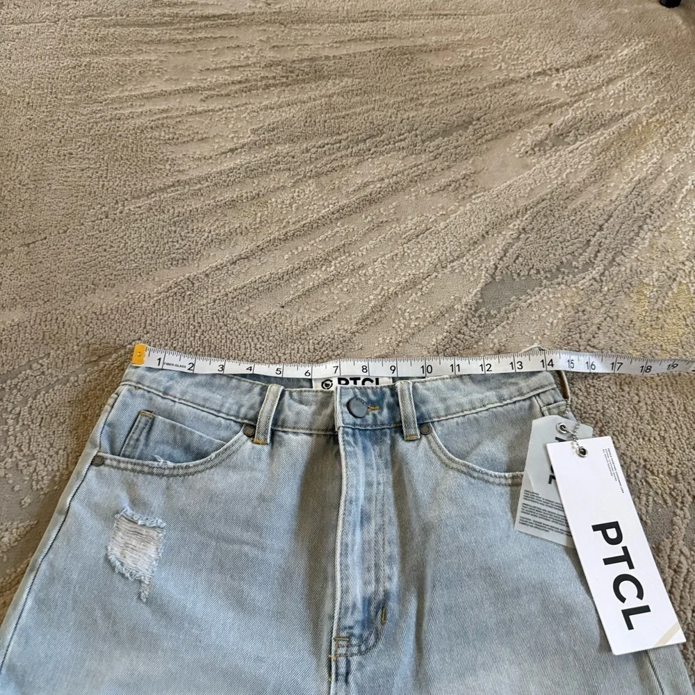 PTCL Nola high rise denim Bermuda Jean shorts long modest shorts 28